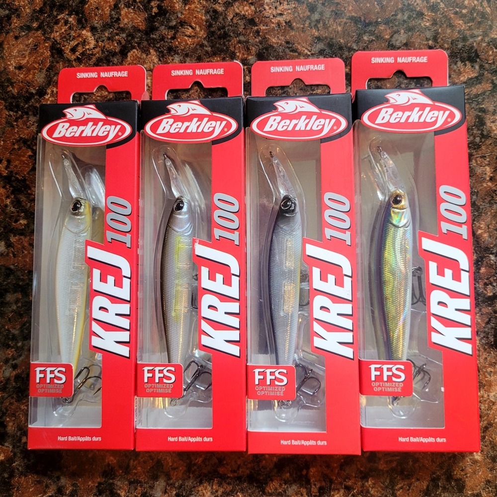 LOT OF 4 Berkley KREJ 100 Jerkbaits Great For Bass!! Livescope‎ Enhanced New!